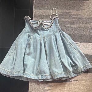 AREA Crystal Spike Godet Mini Skirt Size 2